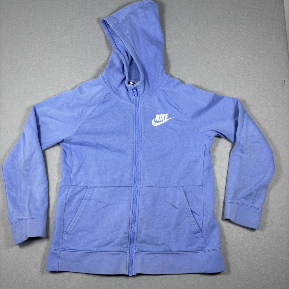 Nike Sportswear‎ Club Fleece Full-Zip Hoodie Kids Large Light Blue Sweatshirt
